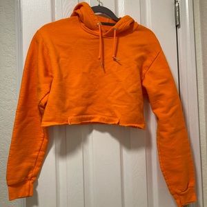 Neon orange crop hoodie